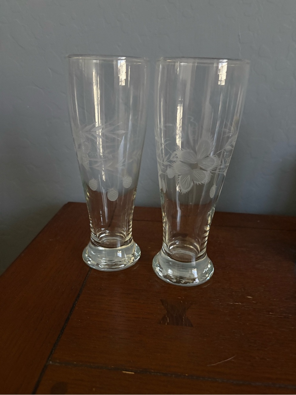 Vintage Etched German Pilsner Glasses